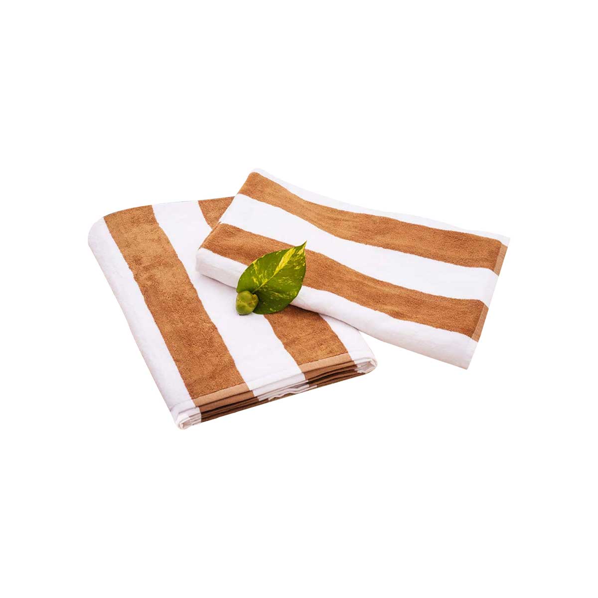 59. 2 Toallas alberca Rayas Café-Blanco