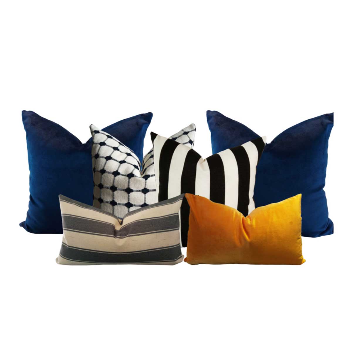 83. 6 cojines decorativos tonalidad azúl