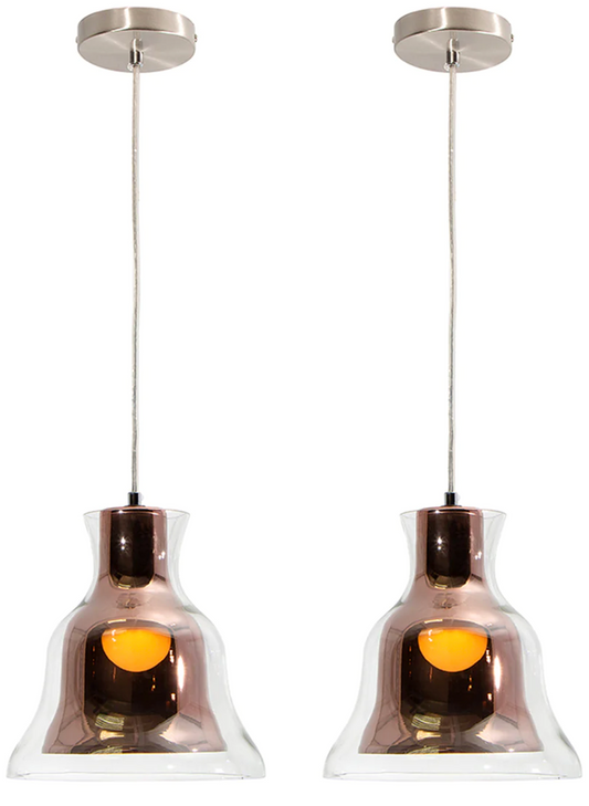 124. Kit 2 Lámpara Colgante Modern Luxe Cobre