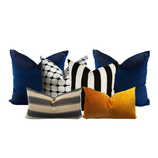 83. 6 cojines decorativos tonalidad azúl